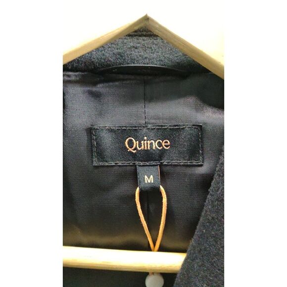 Quince Women Italian Wool Classic Single-Breasted Coat Black Outerwear M - Picture 3 of 3